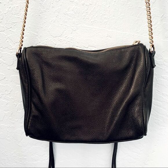 Black & Gold Faux Leather Crossbody Bag Size OS - Picture 10 of 14